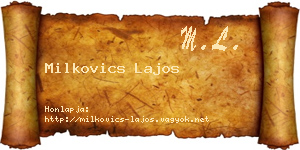 Milkovics Lajos névjegykártya